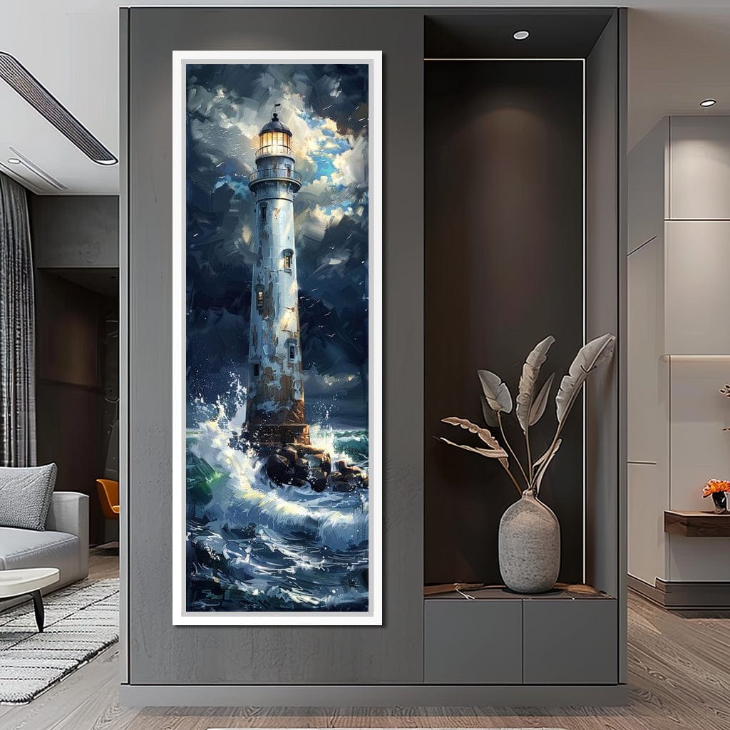 Lighthouse of Stormy Shores Canvas Wall Art