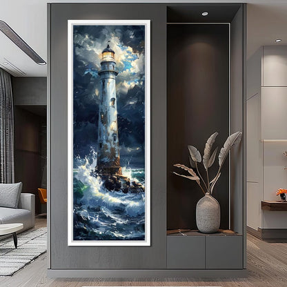 Lighthouse of Stormy Shores Canvas Wall Art