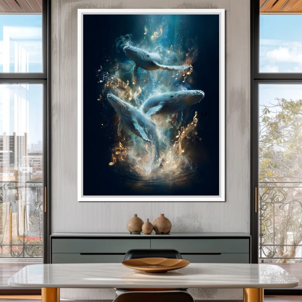 Melodic Tides of Dancing Whales Canvas Wall Art
