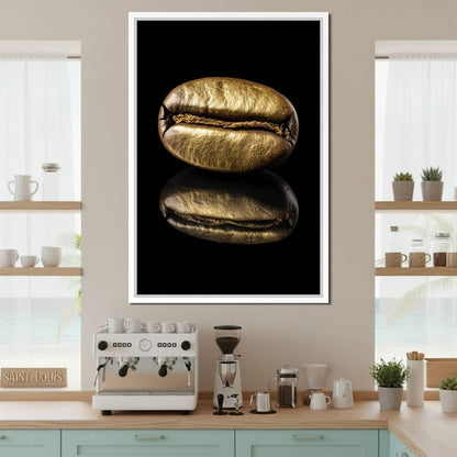 Golden Coffee Bean Reflection Canvas Wall Art