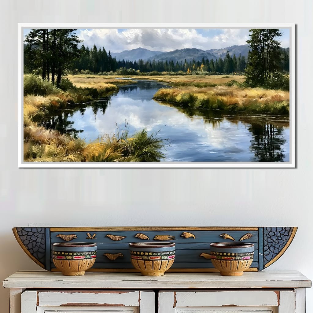 Silent Waters Reflecting Mountain Clouds Canvas Wall Art