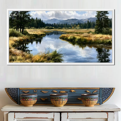 Silent Waters Reflecting Mountain Clouds Canvas Wall Art