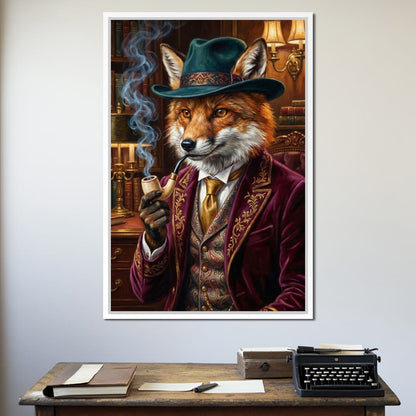 Gentleman Fox Smoking Canvas Wall Art