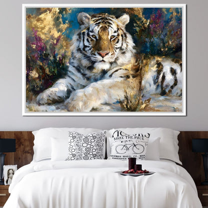 Golden White Tiger Reverie Canvas Wall Art