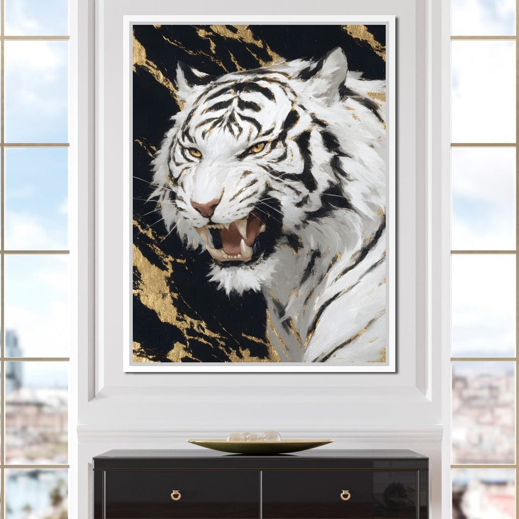 Fierce Aura Golden Roar Canvas Wall Art