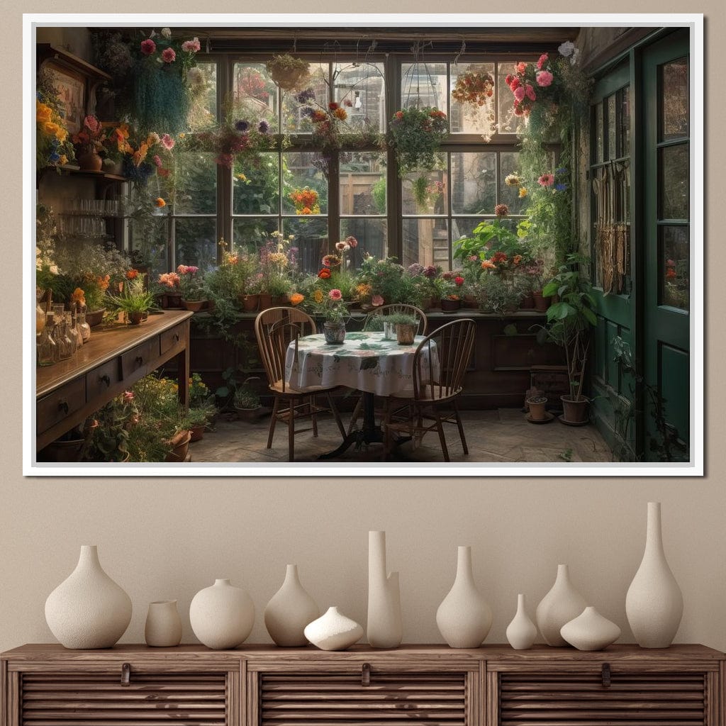 Backyard Floral Kitchen Canvas Wall Art