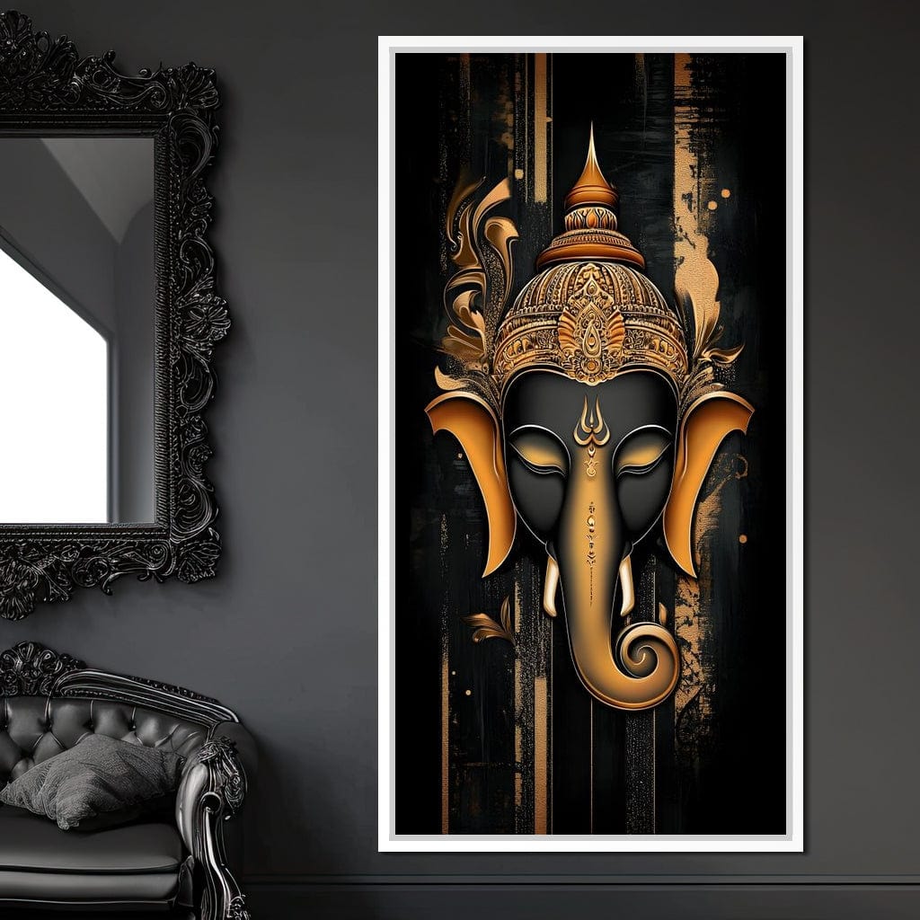Golden Divine Ganesha Aura Canvas Wall Art