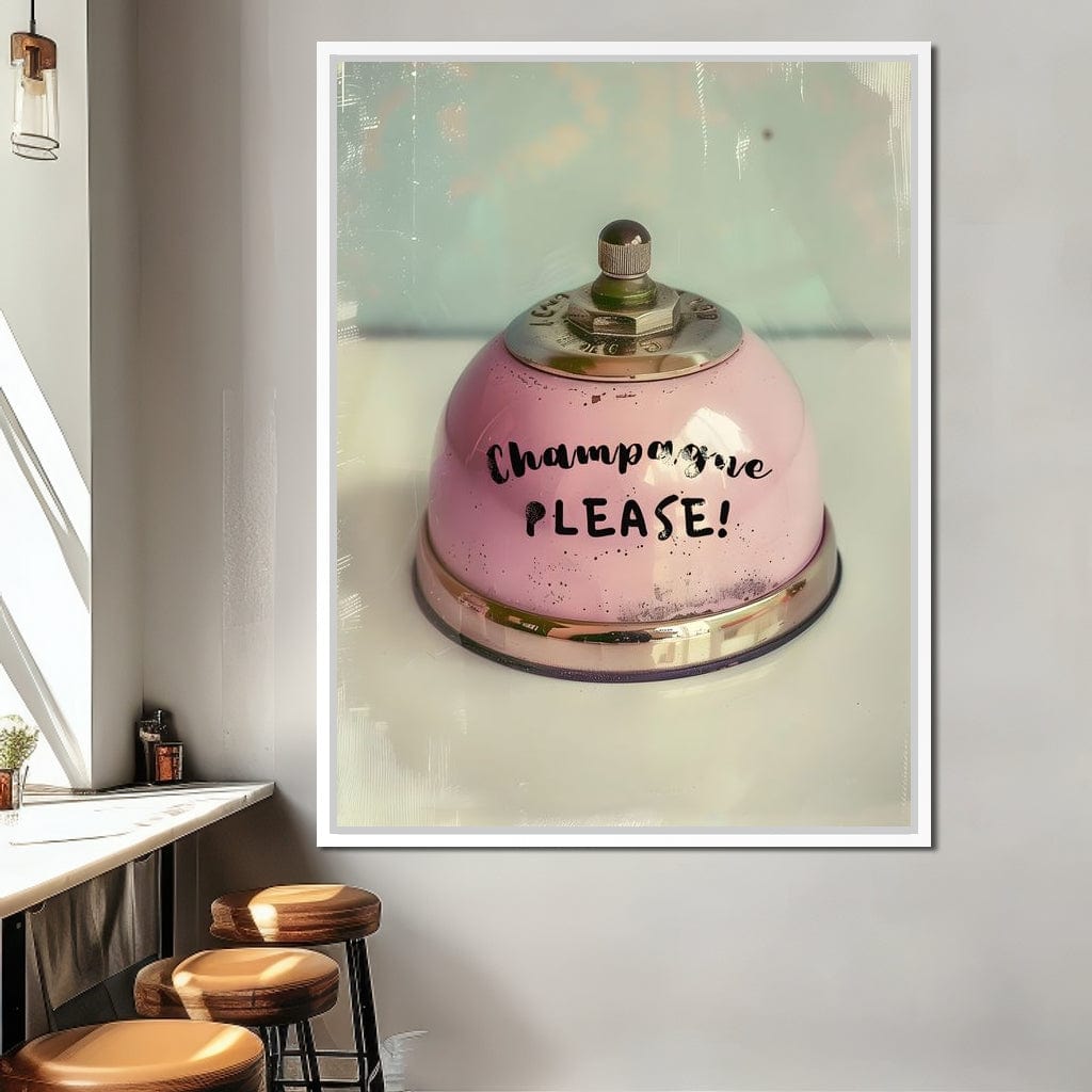 Champagne Please Service Bell Canvas Wall Art