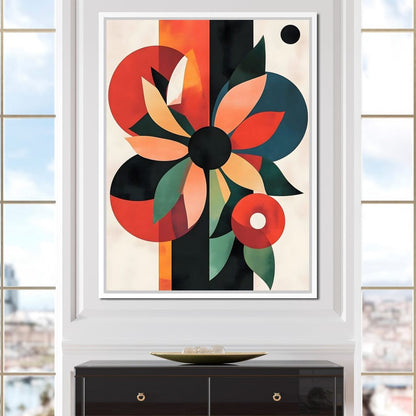 Abstract Floral Geometric Burst Canvas Wall Art