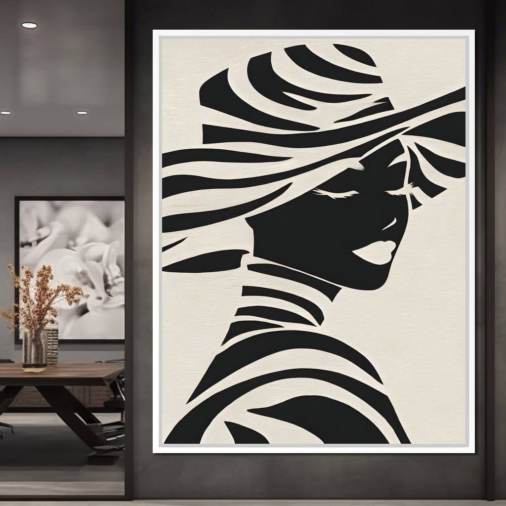 Monochrome Elegance Lady Silhouette Canvas Wall Art