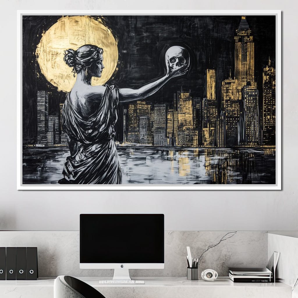 Golden Reflection Over the City Canvas Wall Art