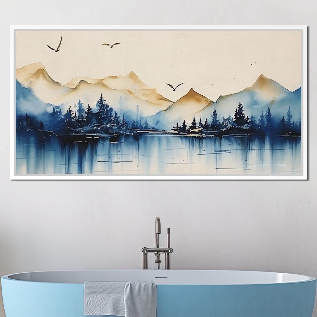 Calm Mountain Lake Sunrise Canvas Wall Art
