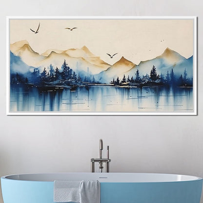 Calm Mountain Lake Sunrise Canvas Wall Art