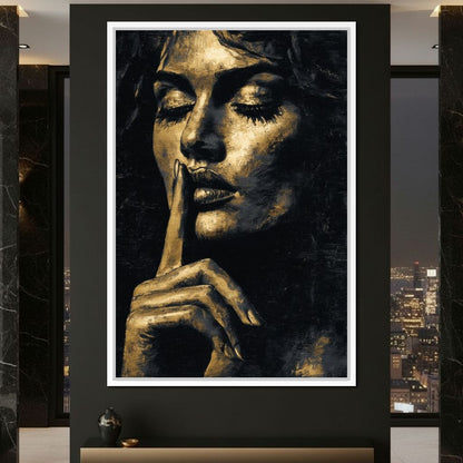Golden Silence Portrait Muse Canvas Wall Art