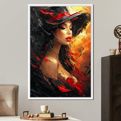 Fiery Elegance in Noir Canvas Wall Art