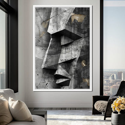 Monochrome Geometric Echoes Canvas Wall Art