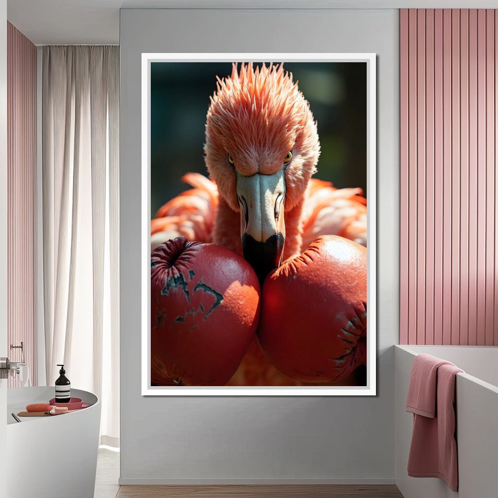 Flamingo Pugilist Canvas Wall Art