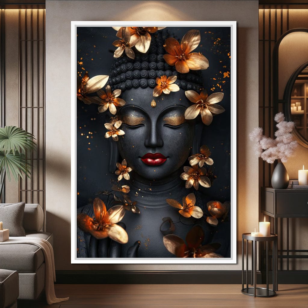 Radiant Floral Buddha Tranquility Canvas Wall Art