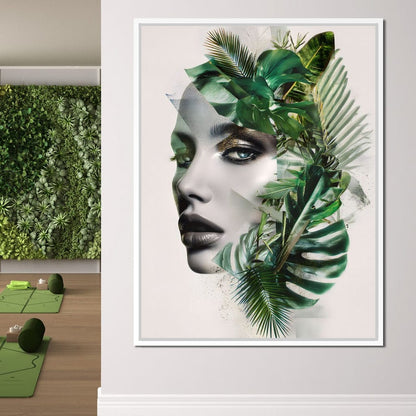 Botanical Muse Fusion Portrait Canvas Wall Art