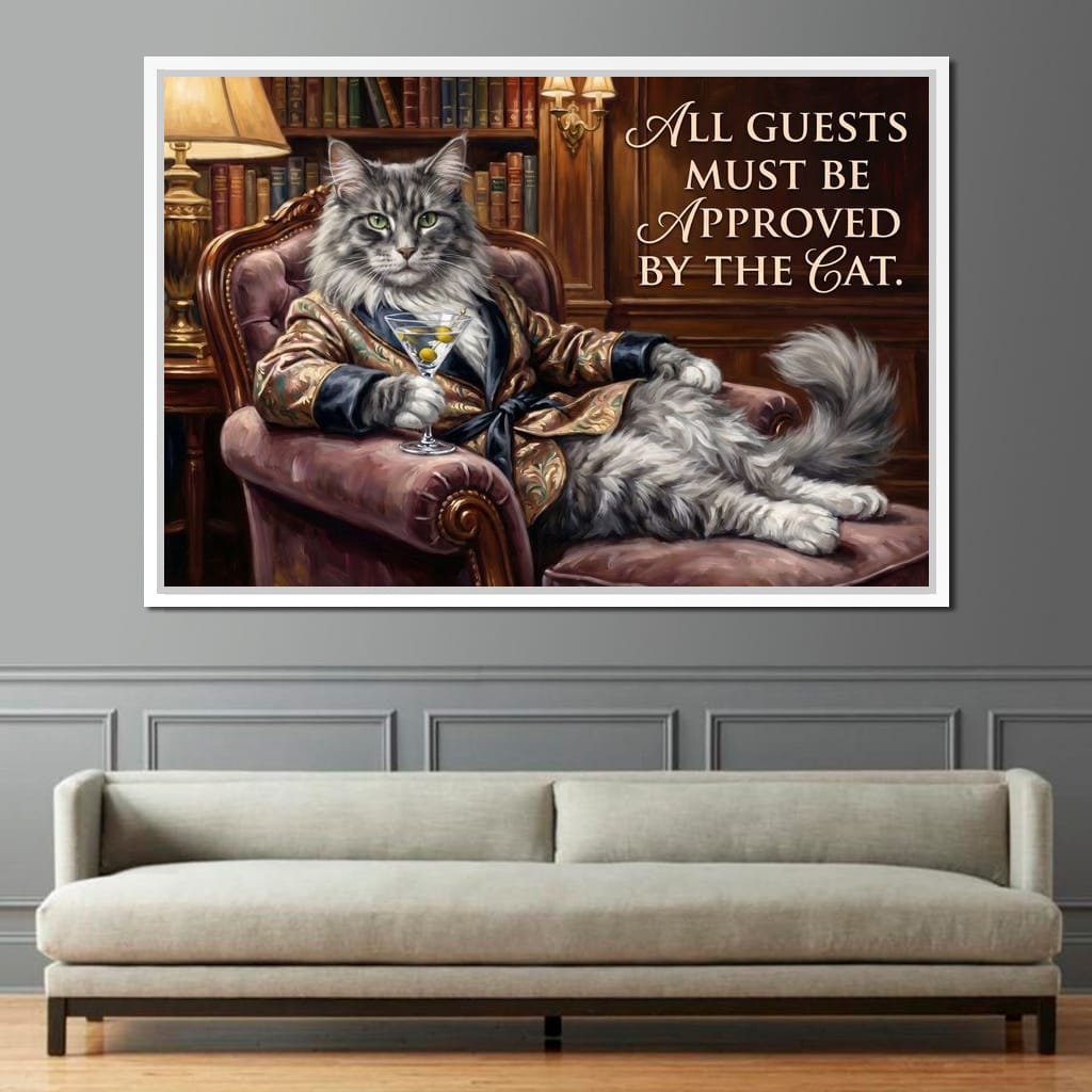 The Feline Gatekeeper Decides Canvas Wall Art