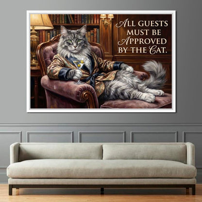 The Feline Gatekeeper Decides Canvas Wall Art