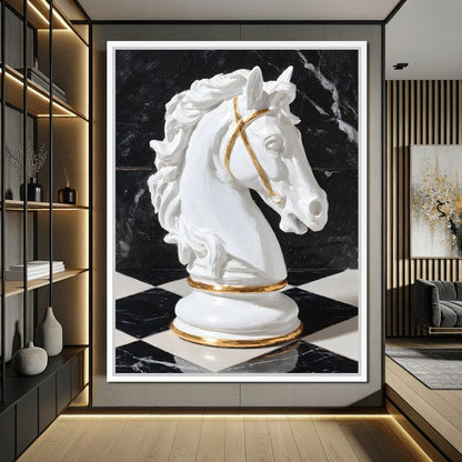 Gilded Knight on Marble Board Canvas Wall Art