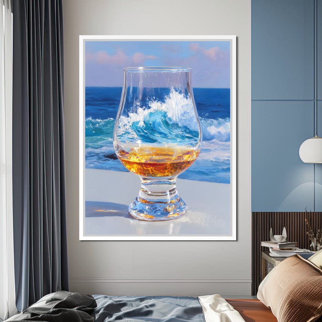 Ocean Wave Whisky Glass Stillness Canvas Wall Art