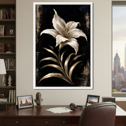 Gilded Petals Upon Nightfall Canvas Wall Art