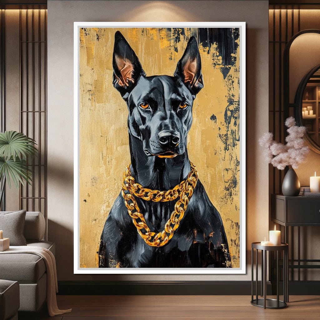 Bold Dog in Gold Canvas Wall Art