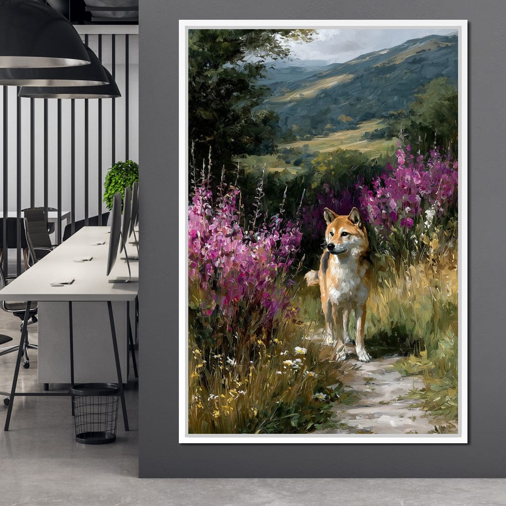 Shiba Meadow Trail Portrait Canvas Wall Art