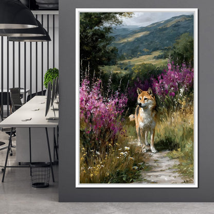 Shiba Meadow Trail Portrait Canvas Wall Art