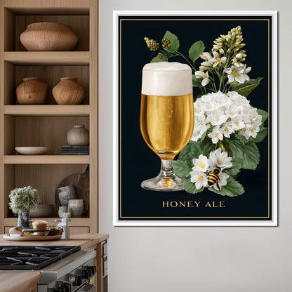 Golden Honey Ale Botanical Noir Canvas Wall Art