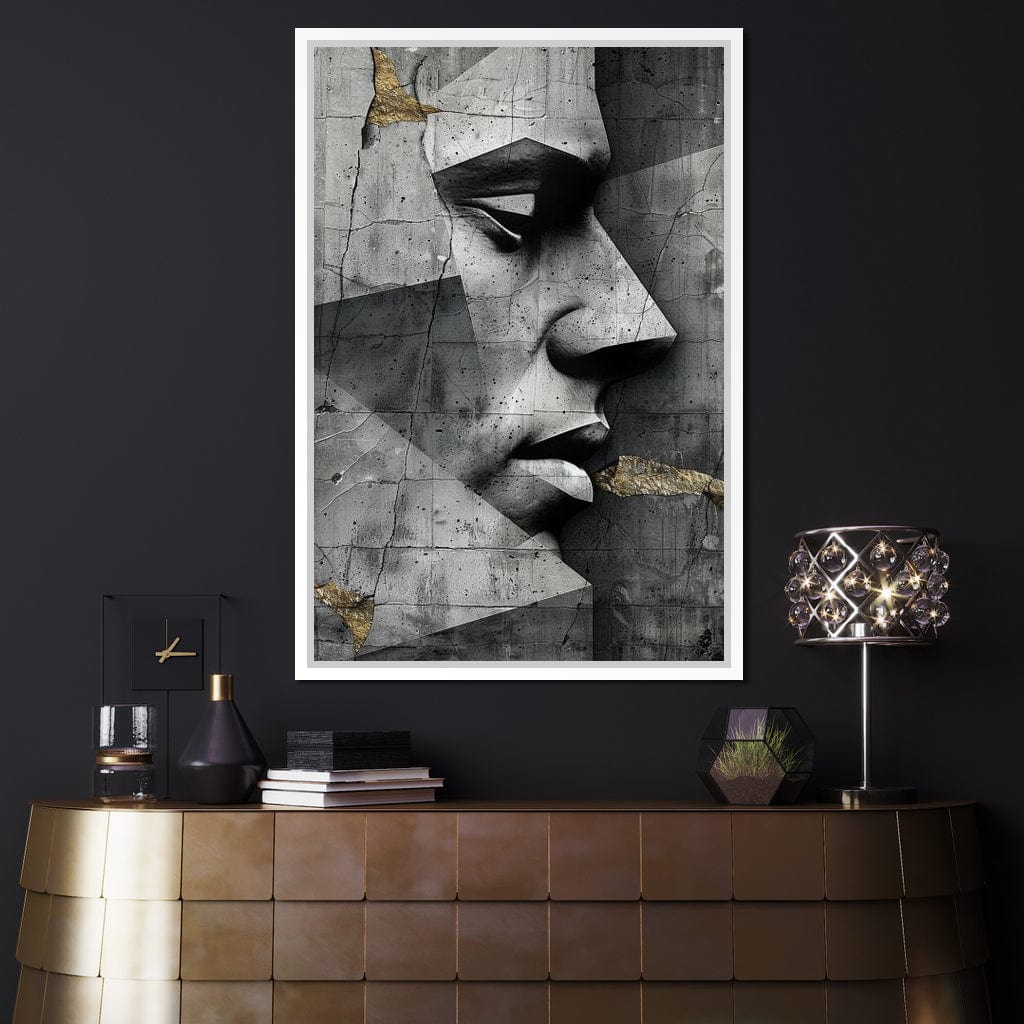 Monochrome Geometric Visage Canvas Wall Art