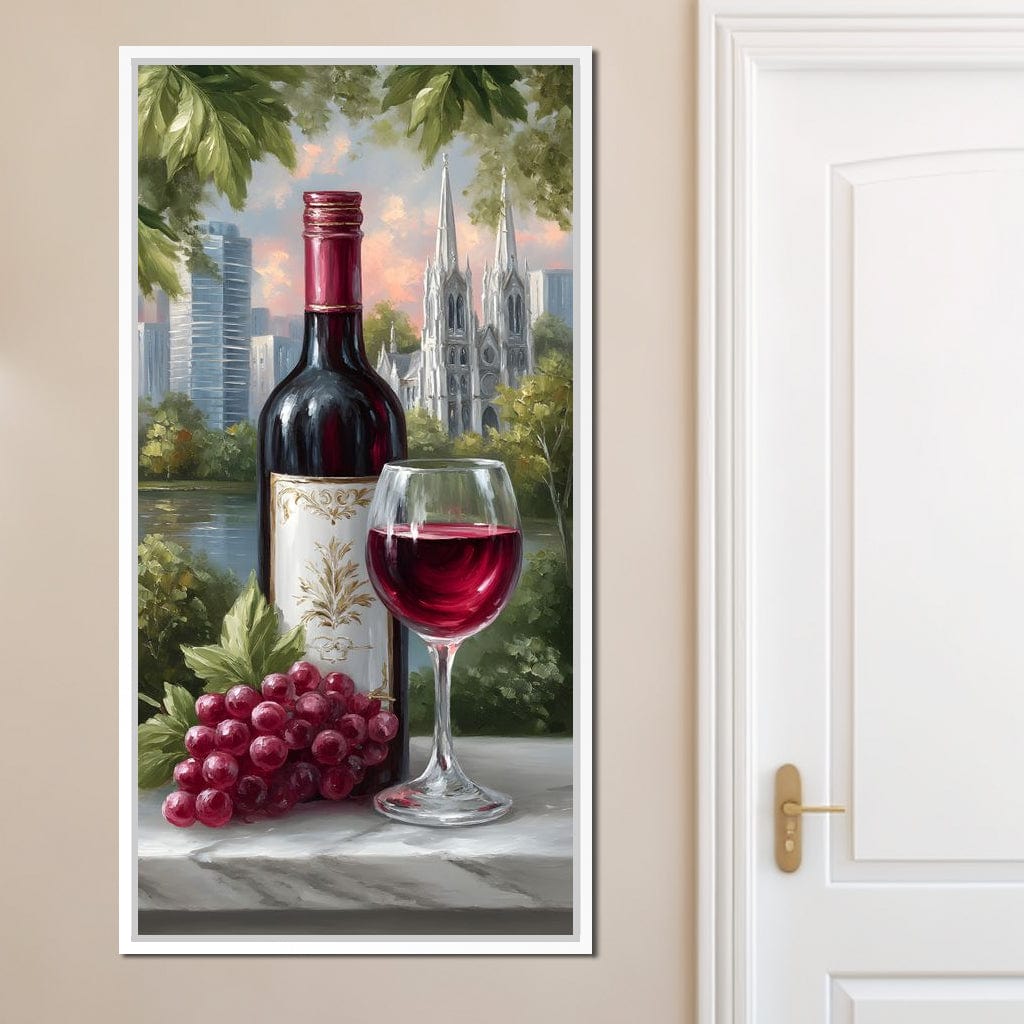 Wine Reflections Cityscape Elegance Canvas Wall Art