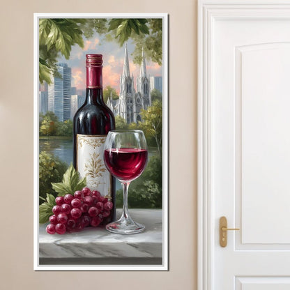 Wine Reflections Cityscape Elegance Canvas Wall Art
