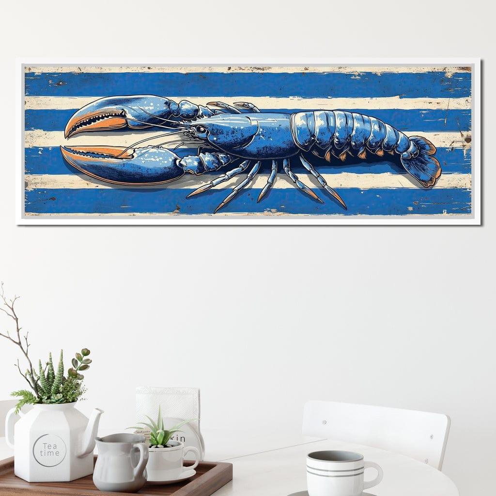 Nautical Blue Lobster Charm Canvas Wall Art