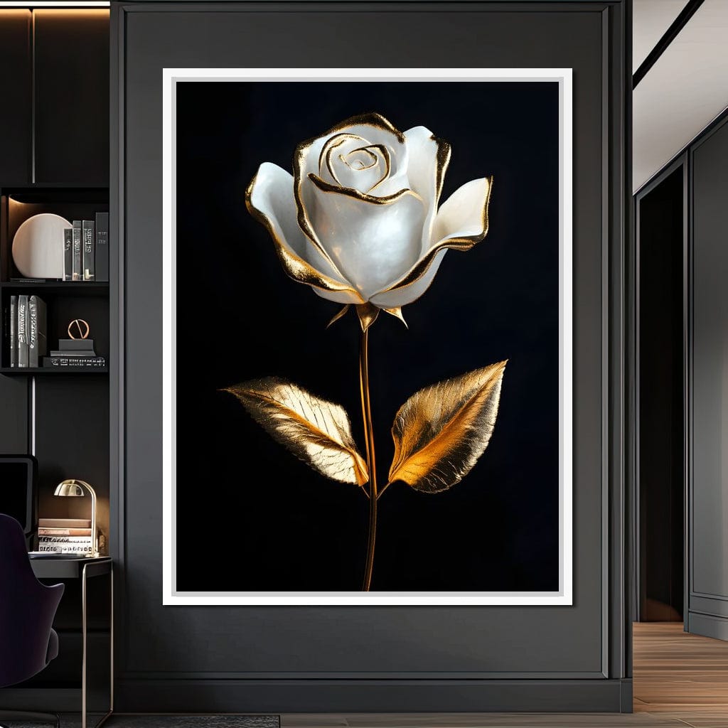 Golden Elegance Blossom Canvas Wall Art