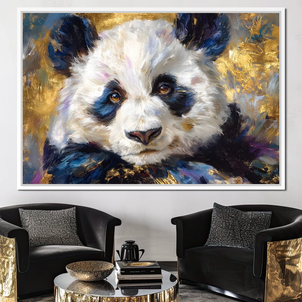 Golden Panda Daydream Portrait Canvas Wall Art