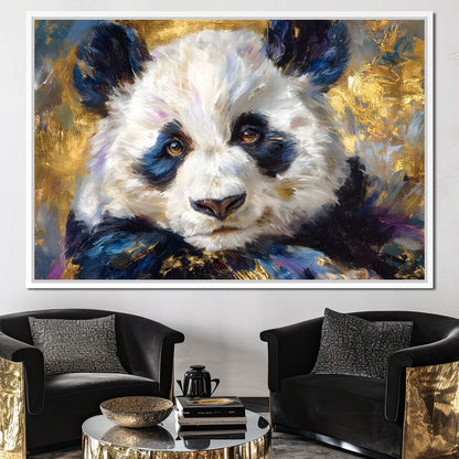 Golden Panda Daydream Portrait Canvas Wall Art