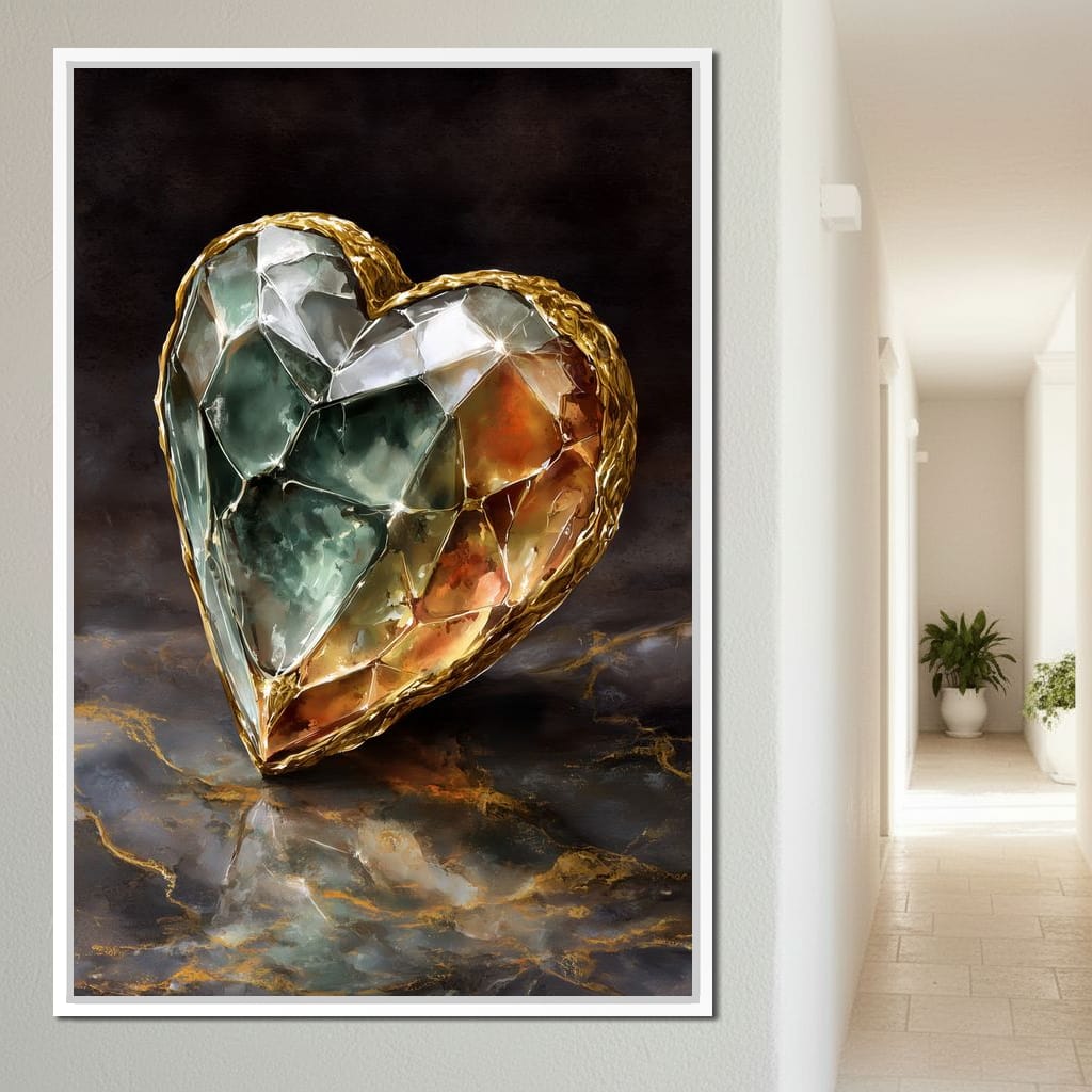 Gilded Facet Heartstone Canvas Wall Art