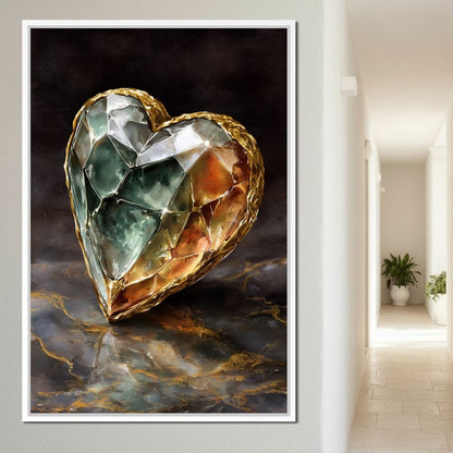 Gilded Facet Heartstone Canvas Wall Art