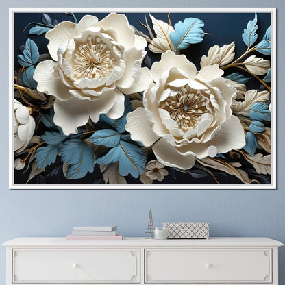 Lovely White Roses Canvas Wall Art