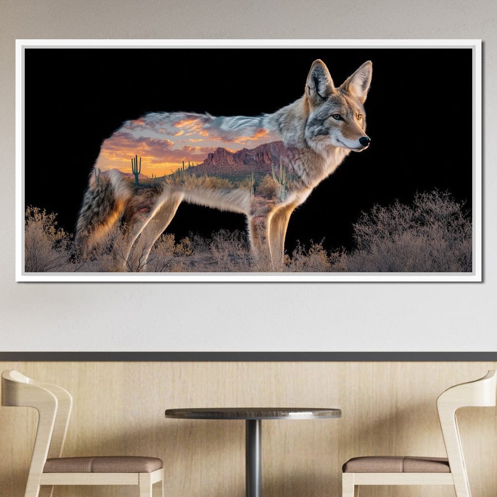 Desert Coyote Sunset Vista Canvas Wall Art