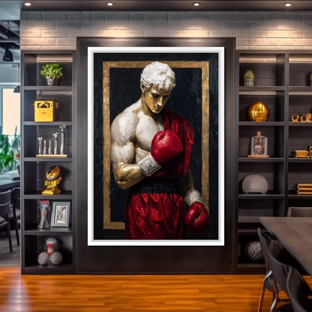 Golden Frame Boxing Champion Canvas Wall Art