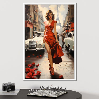 Glamour in the Streets of Paris Canvas Wall Art