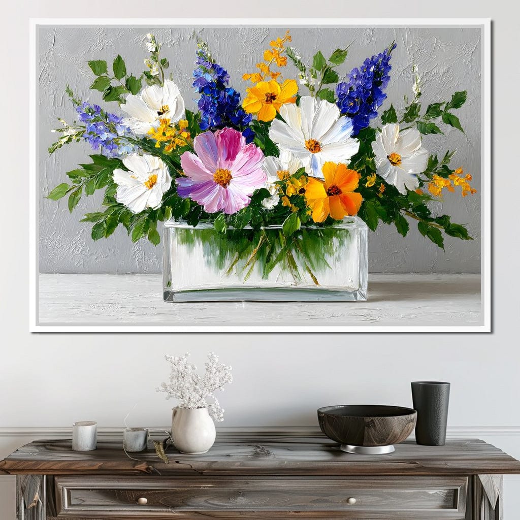 Sunlit Wildflower in Water Canvas Wall Art