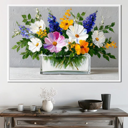 Sunlit Wildflower in Water Canvas Wall Art