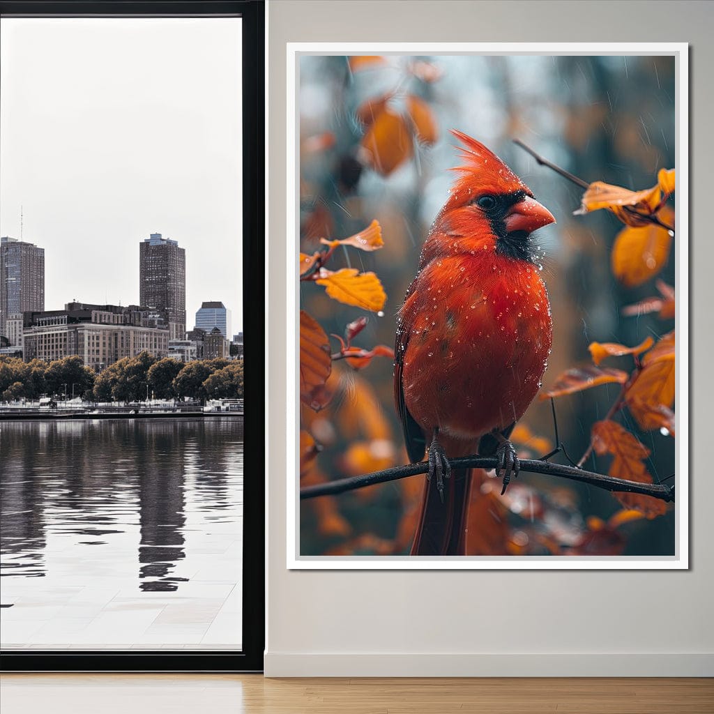 Autumn Cardinal's Perch Canvas Wall Art