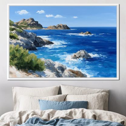 Rocky Coastline Ocean View Oil Painting Canvas Wall Art
