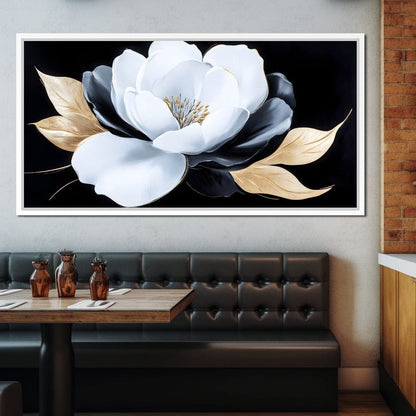 White Petals Night Blossom Canvas Wall Art